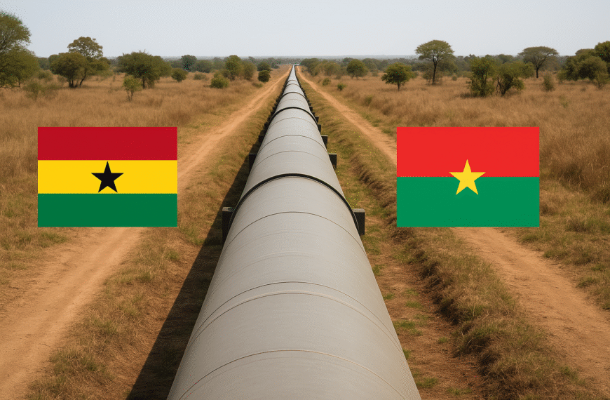 Pipeline avec les drapeaux du Ghana et du Burkina Faso.