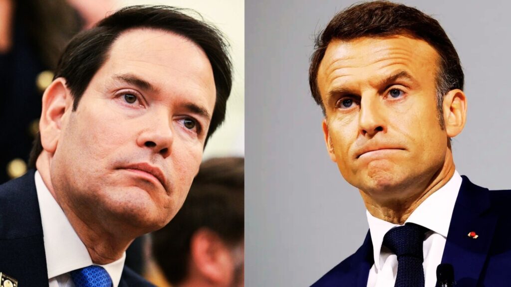Deux hommes politiques sérieux en costume, face à face.