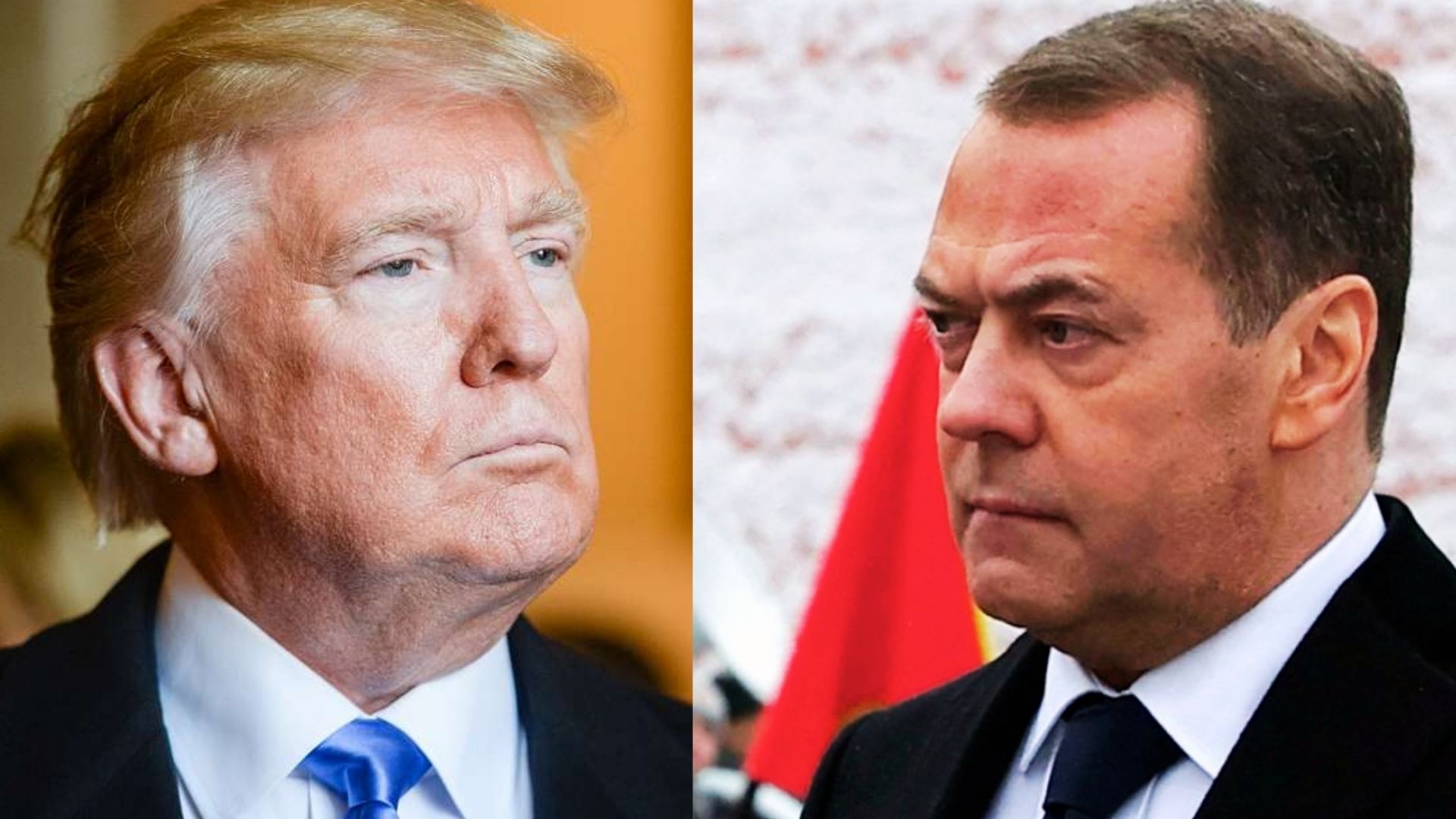 Donald Trump et Dmitri Medvedev face à face, tensions diplomatiques.