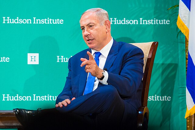 Benjamin Netanyahu lors d’une conférence organisée par le Hudson Institute à New York, en 2016.