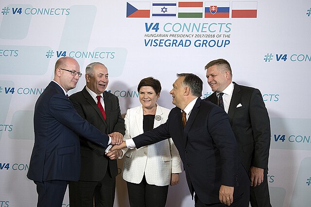Sommet en Hongrie réunissant les chefs de gouvernement du Groupe de Visegrád à Budapest en 2017.