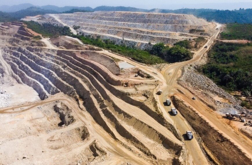Vue aérienne de la mine d’or à ciel ouvert de Segilola, dans l’État d’Osun, au Nigéria.