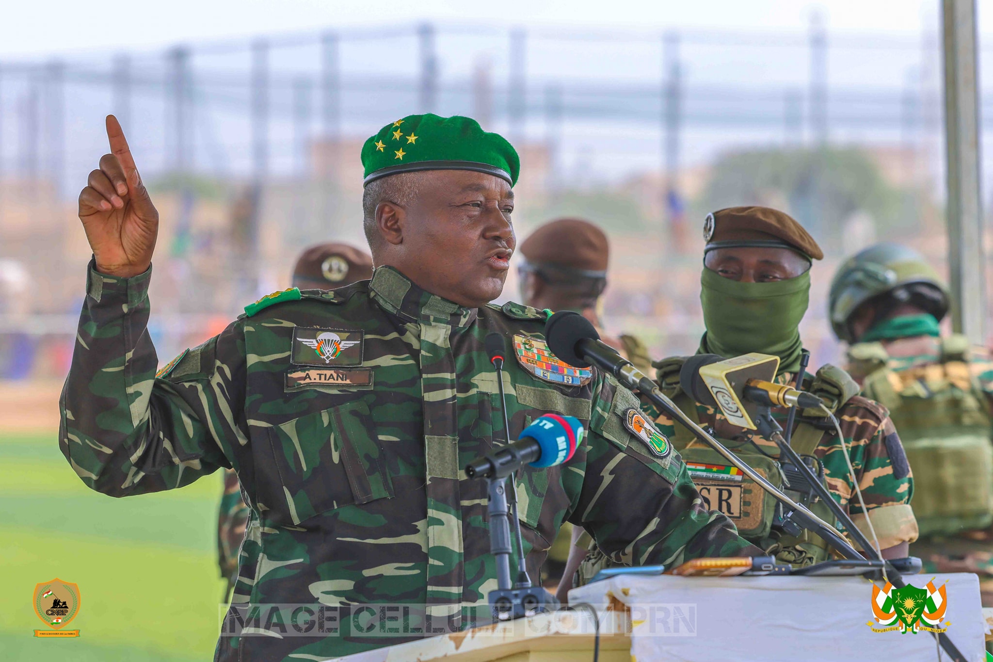 Le Président Abdourahamane Tiani lors d’un meeting populaire à Zinder, Niger.