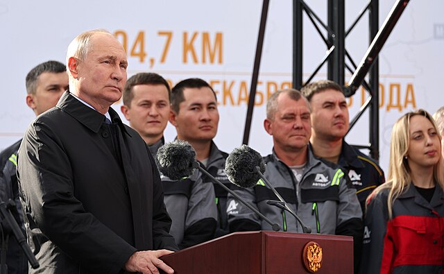 Vladimir Poutine lors de la cérémonie d’inauguration de la route M12 à Arzamas.