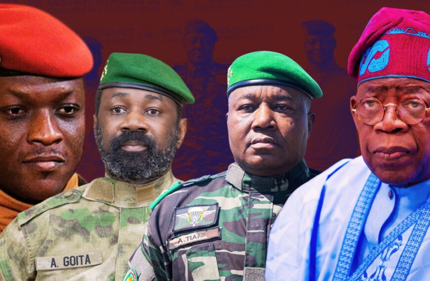 Illustration symbolique de l’Alliance des États du Sahel (AES) évoquant la souveraineté aérienne et les tensions diplomatiques régionales.