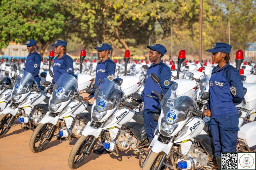 Motos de sécurité remises à la Police nationale du Burkina Faso.